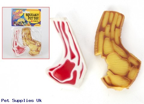 2PC SQUEAKY PET CHOP TOY  IN OPP BAG W/HEADER CARD