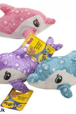 9" WATER DESIGN DOLPHIN PET  TOY W/SQUEAKER 3ASST COL H/TAG