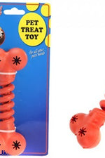 RUBBER STRETCHY DUMBBELL TREAT  TOY EACH PC ON TIE ON CARD