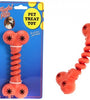 RUBBER STRETCHY DUMBBELL TREAT  TOY EACH PC ON TIE ON CARD