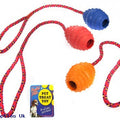 RUBBER TREAT TOY ON NYLON ROPE  EACH PC WITH SWING TAG