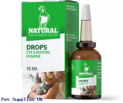 Natural Drops 15ml, Hygiene of eyes and nostrils in Racing Pigeons